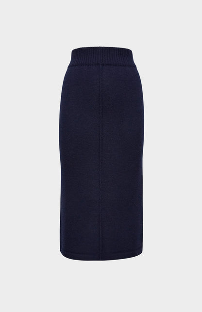 Pringle of Scotland Cashmere Blend Pencil Skirt in Indigo flat shot