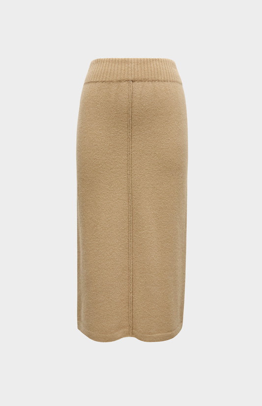 Pringle of Scotland Cashmere Blend Pencil Skirt in Camel