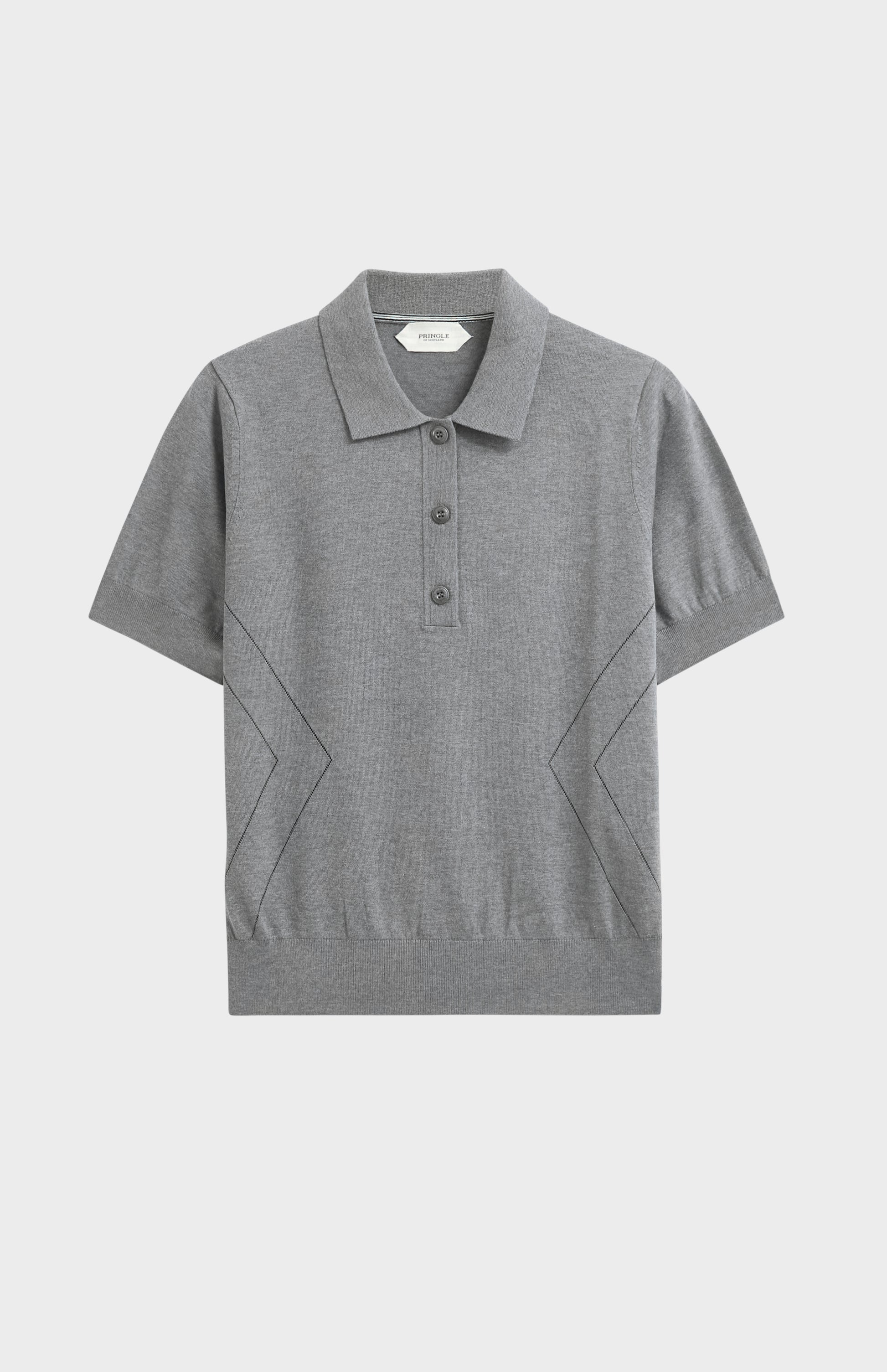 Women's Superfine Silk Blend Pointelle Polo Shirt In Grey Melange
