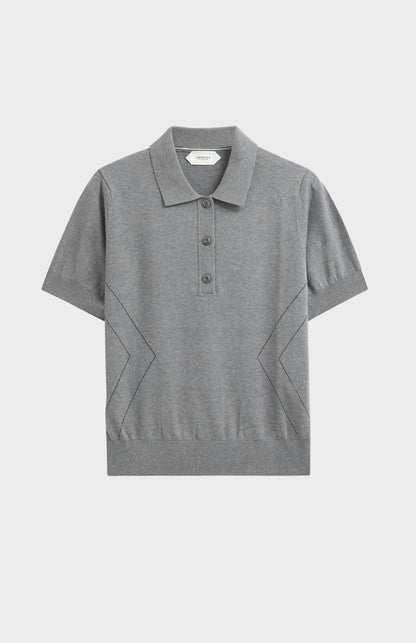 Women's Superfine Silk Blend Pointelle Polo Shirt In Grey Melange