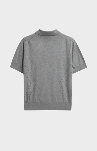 Women's Superfine Silk Blend Pointelle Polo Shirt In Grey Melange