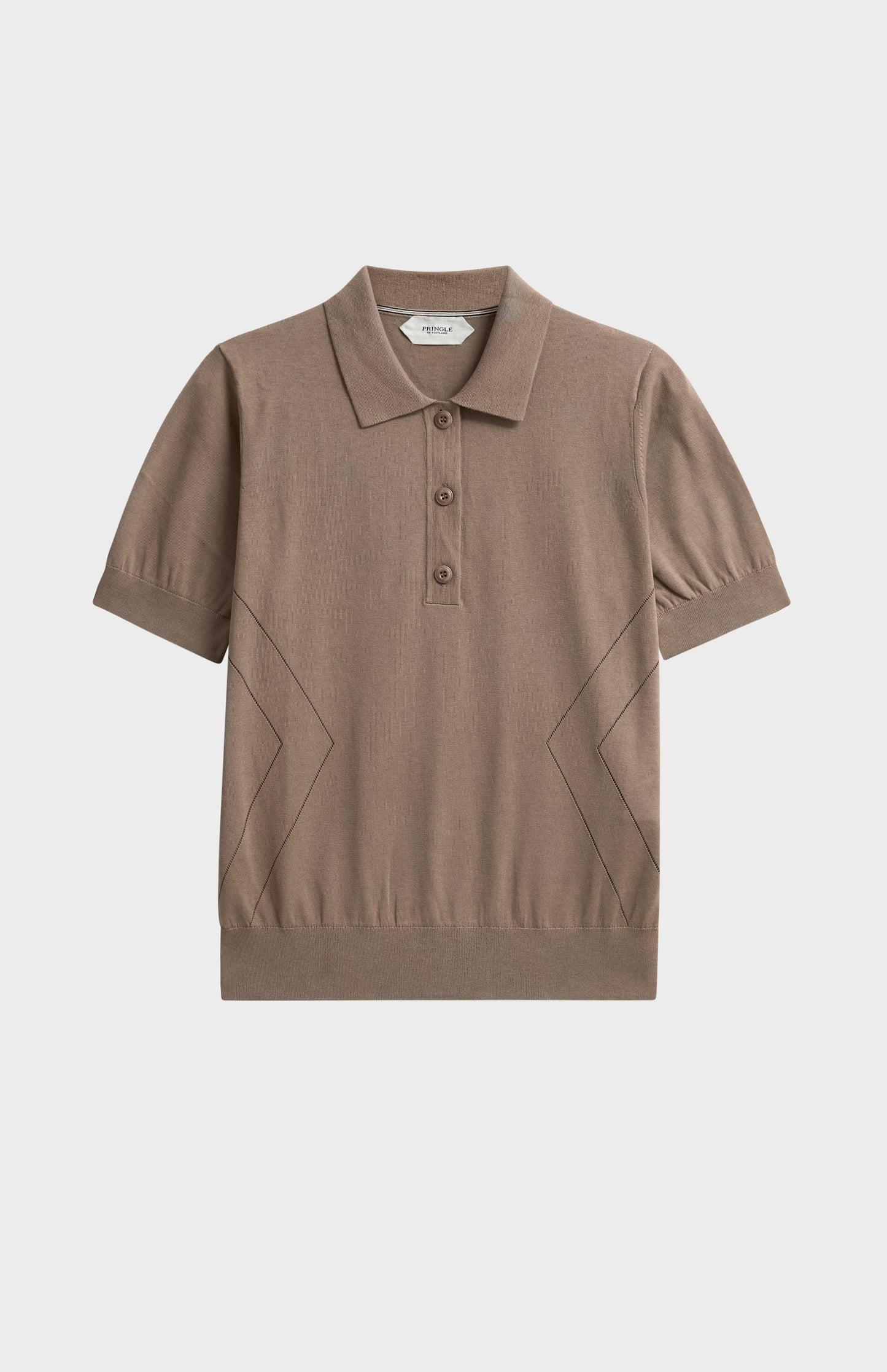 Women's Superfine Silk Blend Pointelle Polo Shirt In Mushroom