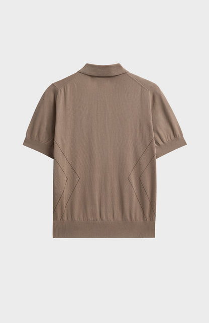 Women's Superfine Silk Blend Pointelle Polo Shirt In Mushroom