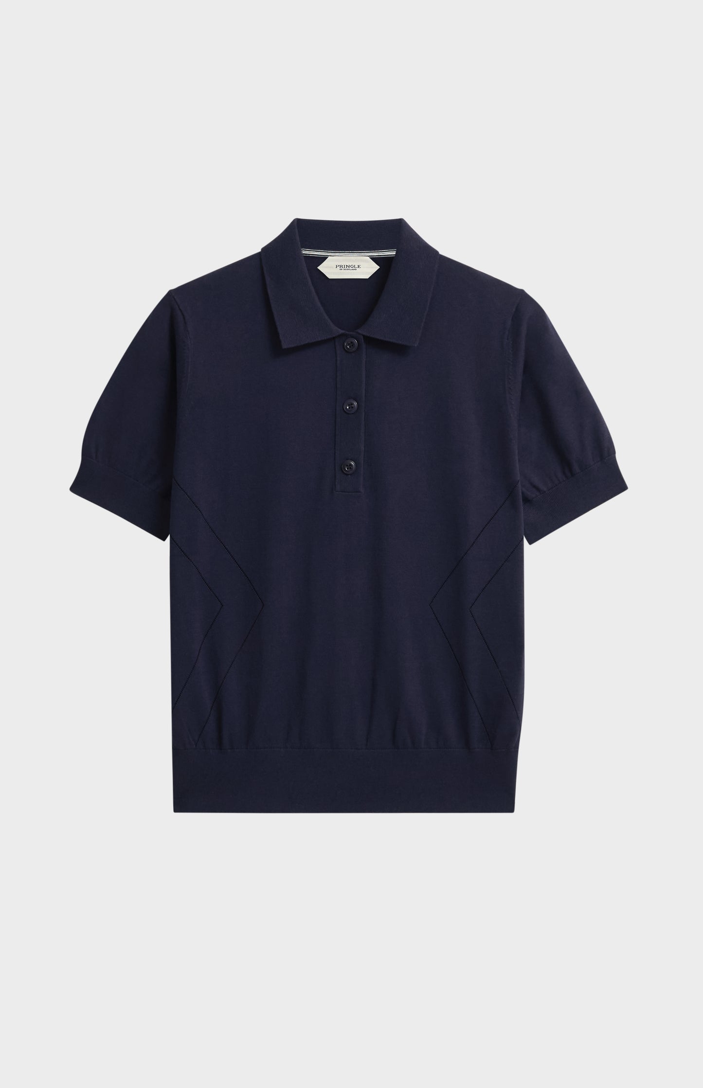 Women's Superfine Silk Blend Pointelle Polo Shirt In Navy Blue