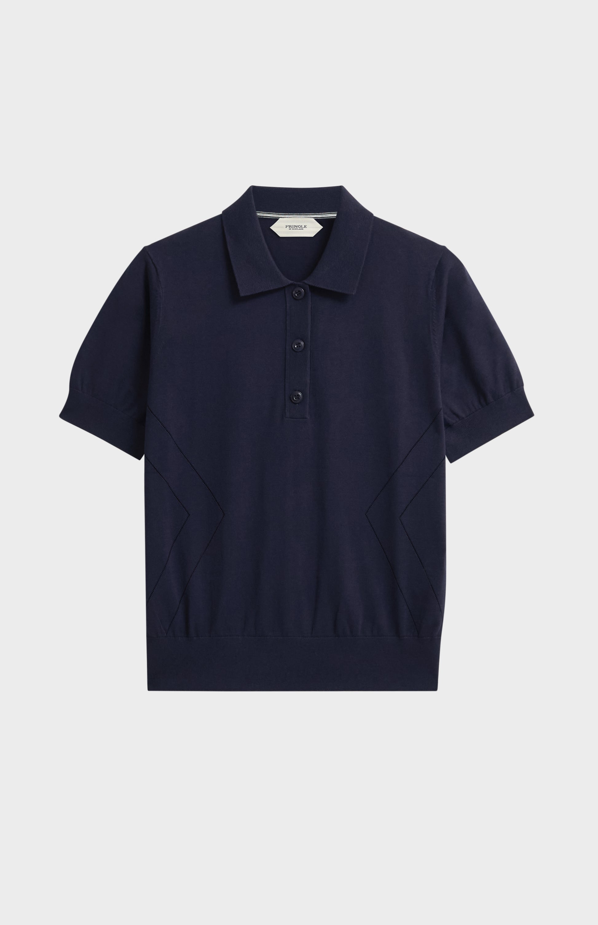 Women's Superfine Silk Blend Pointelle Polo Shirt In Navy Blue