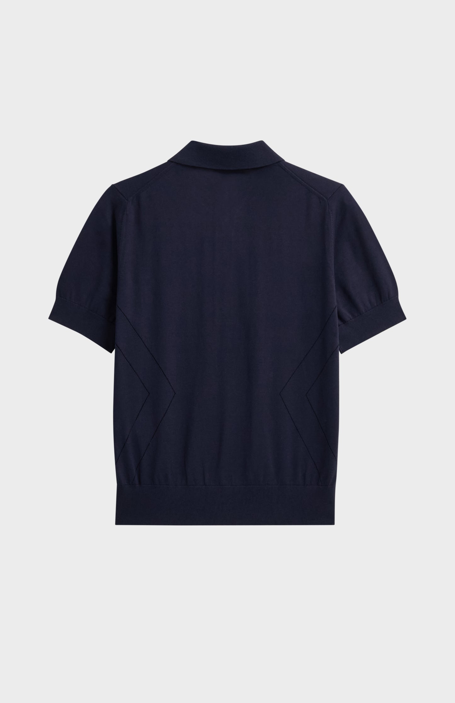 Women's Superfine Silk Blend Pointelle Polo Shirt In Navy Blue