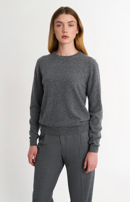 Women's Classic Crew Neck Cashmere Jumper In Grey Melange