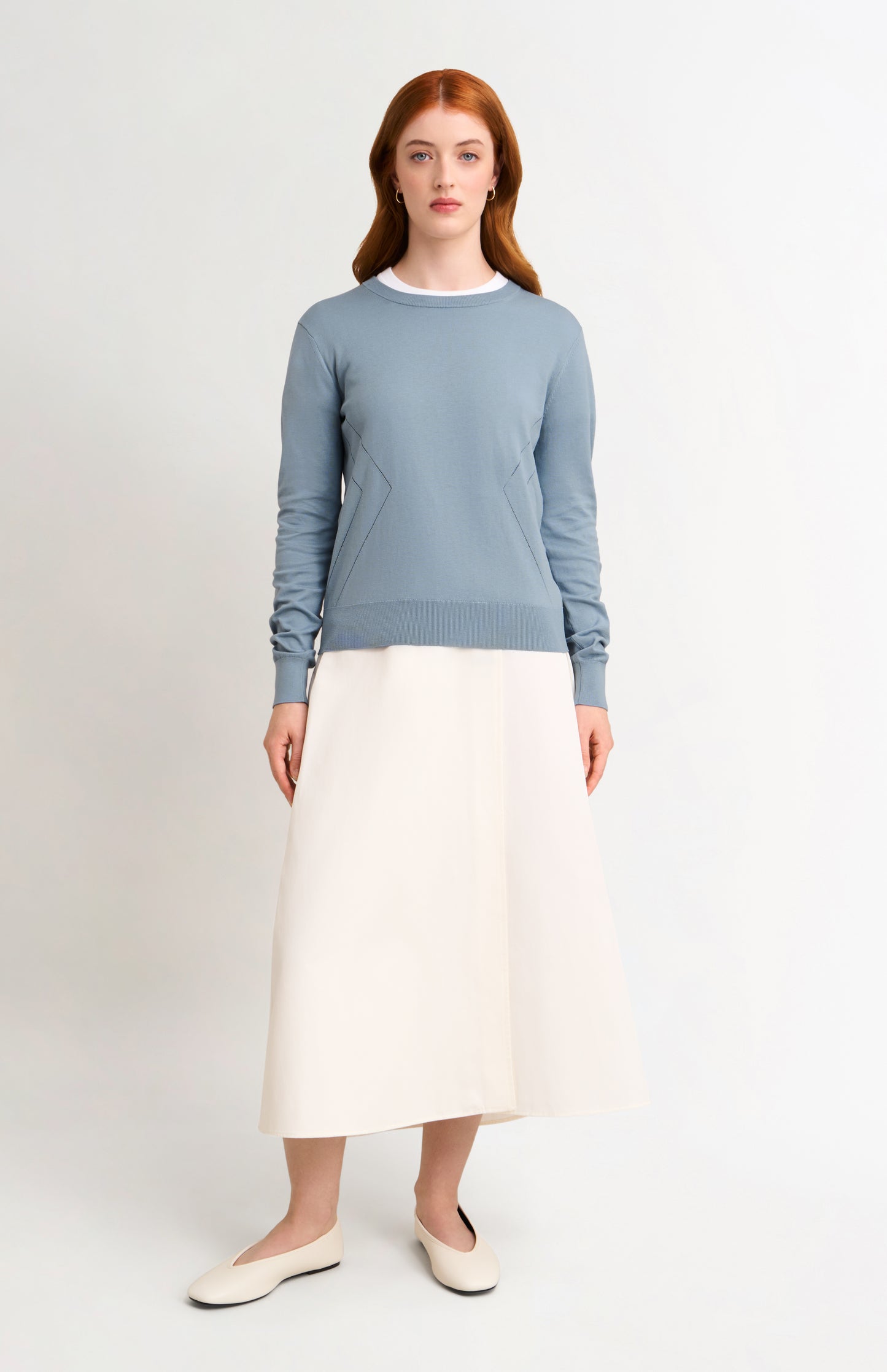 Women's Superfine Silk Blend Pointelle Crew Neck Jumper In Light Blue