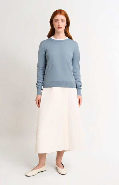 Women's Superfine Silk Blend Pointelle Crew Neck Jumper In Light Blue