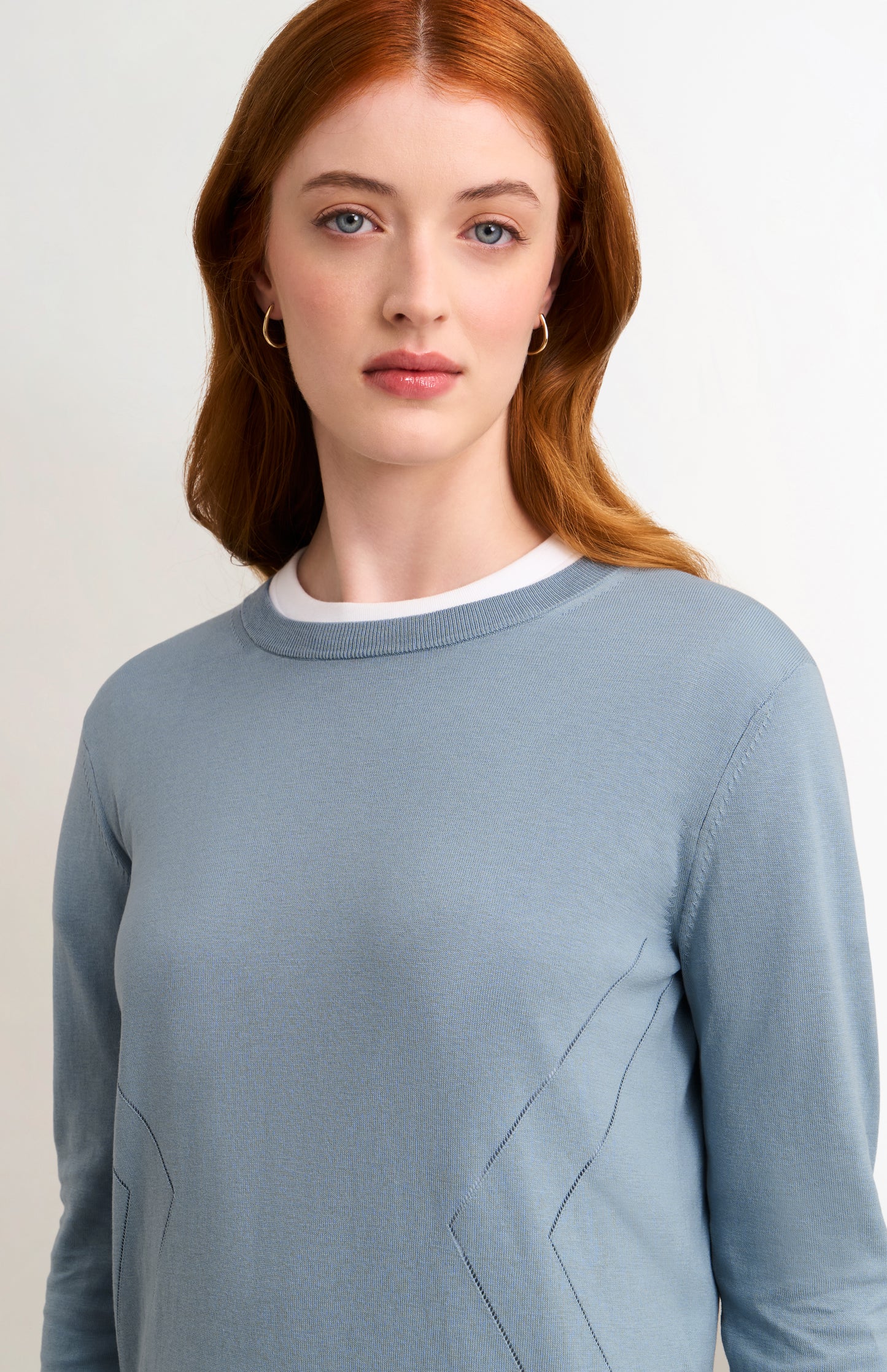 Women's Superfine Silk Blend Pointelle Crew Neck Jumper In Light Blue