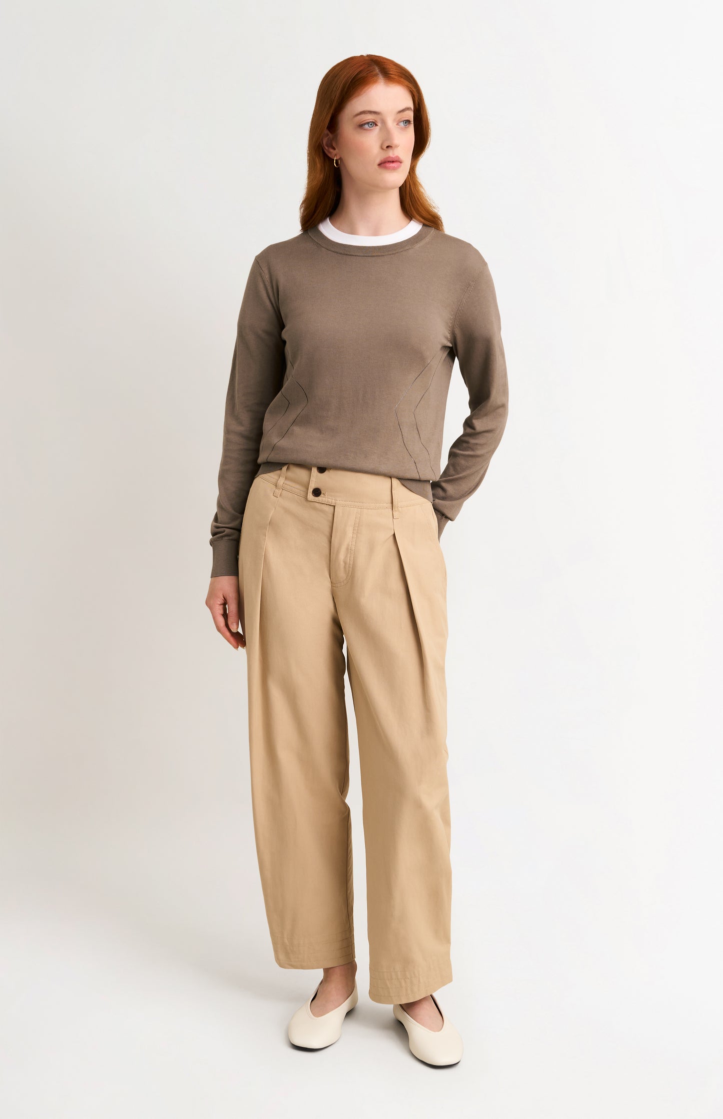 Women's Superfine Silk Blend Pointelle Crew Neck Jumper In Mushroom