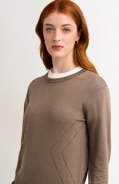 Women's Superfine Silk Blend Pointelle Crew Neck Jumper In Mushroom