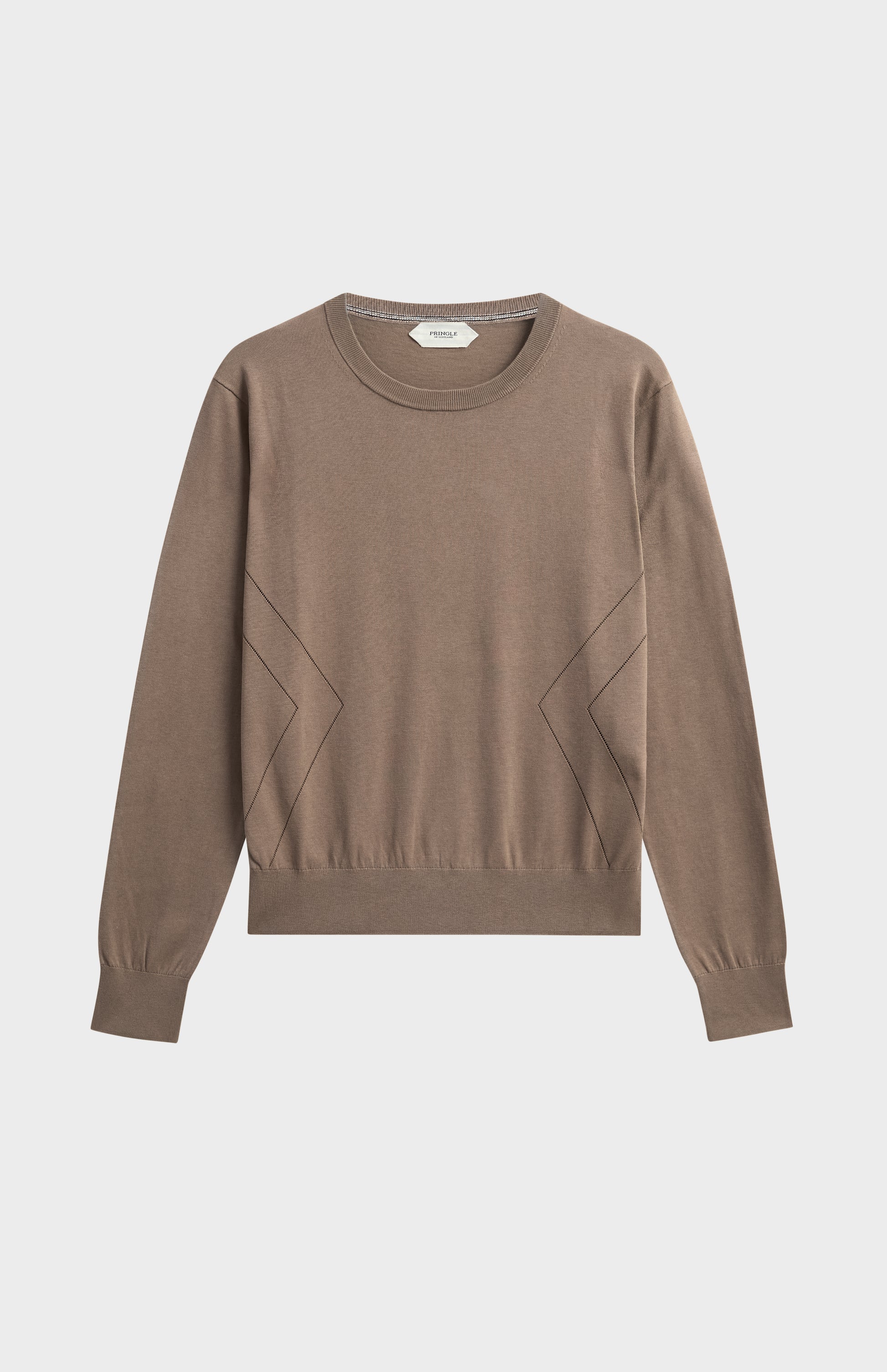 Women's Superfine Silk Blend Pointelle Crew Neck Jumper In Mushroom