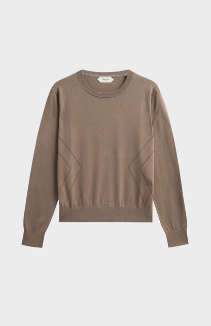Women's Superfine Silk Blend Pointelle Crew Neck Jumper In Mushroom
