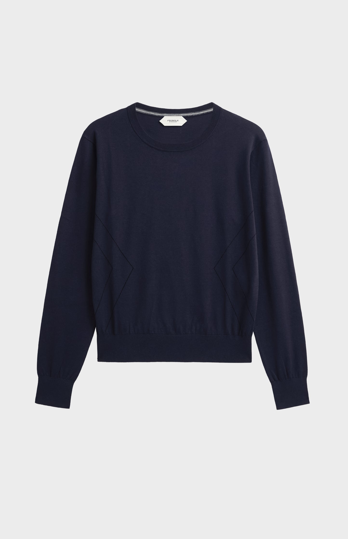 Women's Superfine Silk Blend Pointelle Crew Neck Jumper In Navy Blue