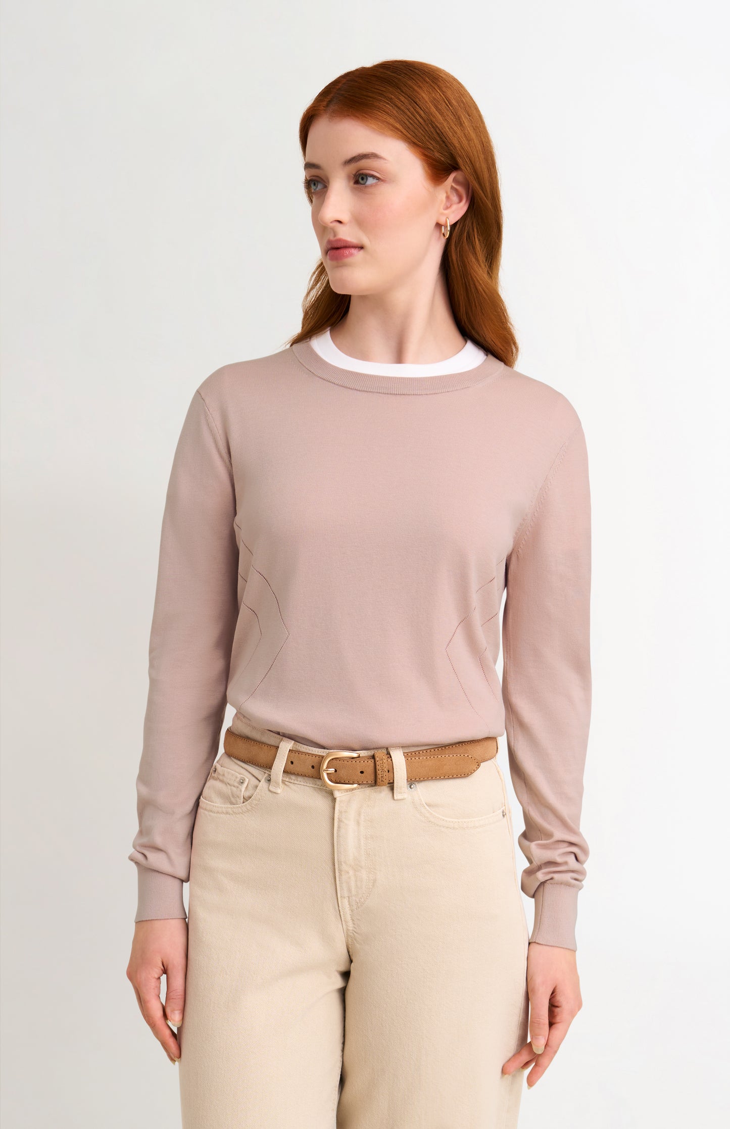 Women's Superfine Silk Blend Pointelle Crew Neck Jumper In Light Pink
