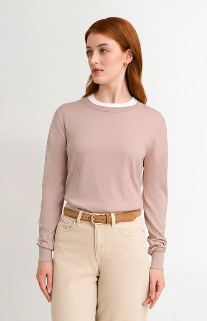 Women's Superfine Silk Blend Pointelle Crew Neck Jumper In Light Pink