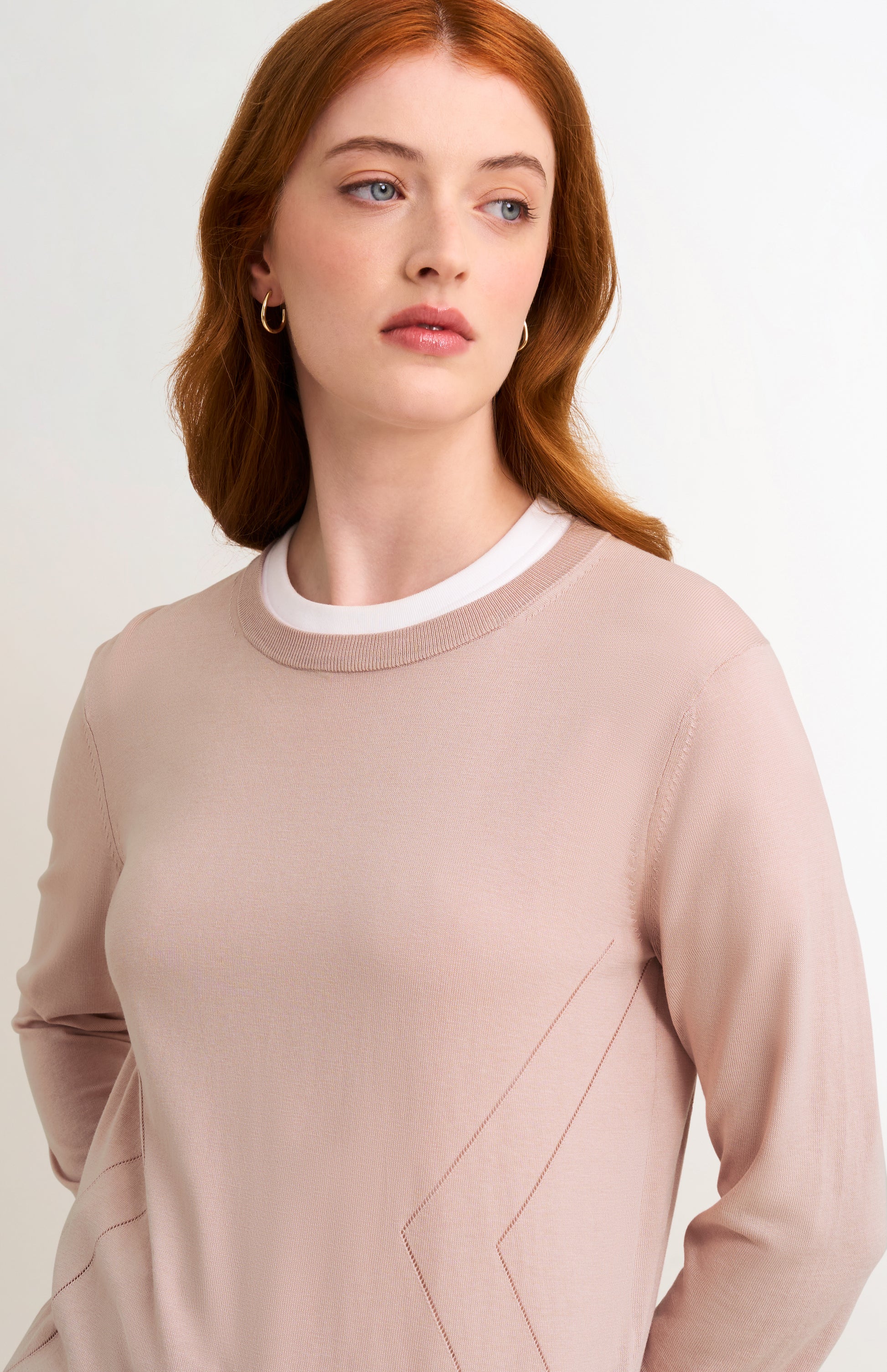 Women's Superfine Silk Blend Pointelle Crew Neck Jumper In Light Pink