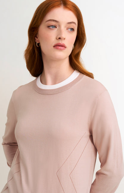 Women's Superfine Silk Blend Pointelle Crew Neck Jumper In Light Pink