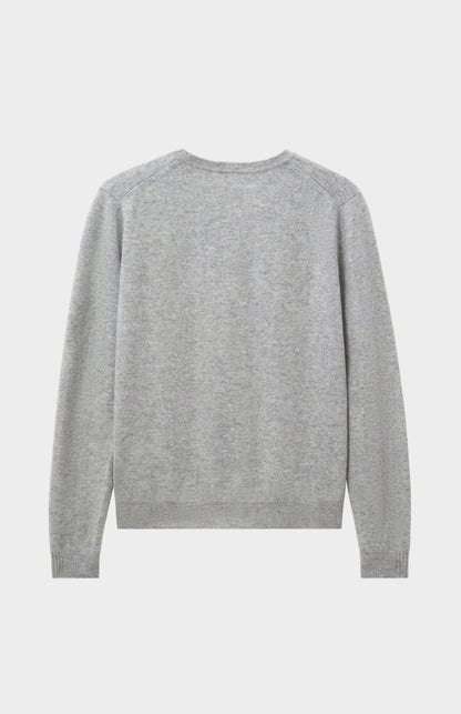 Pringle Women's Classic Round Neck Cashmere Jumper In Silver Melange rear view
