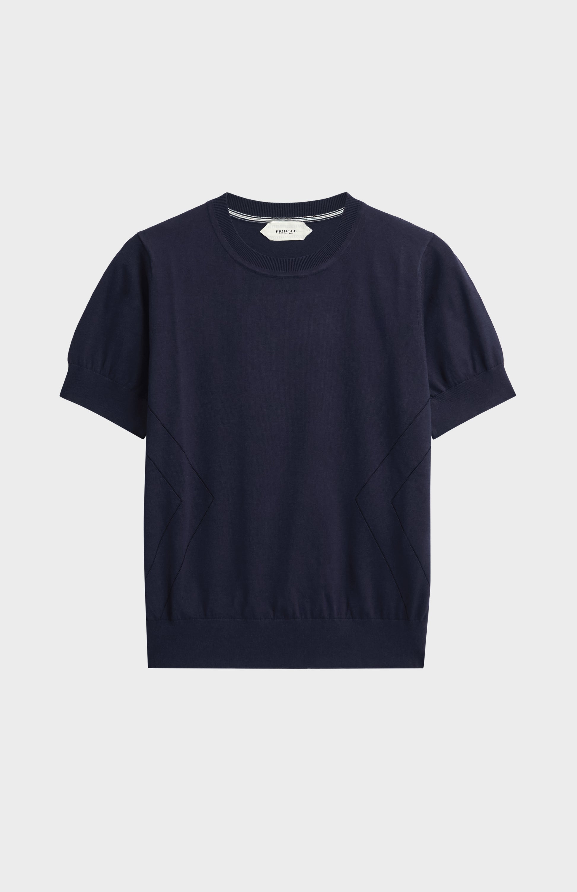 Women's Superfine Silk Blend Pointelle Crew Neck T-shirt In Navy