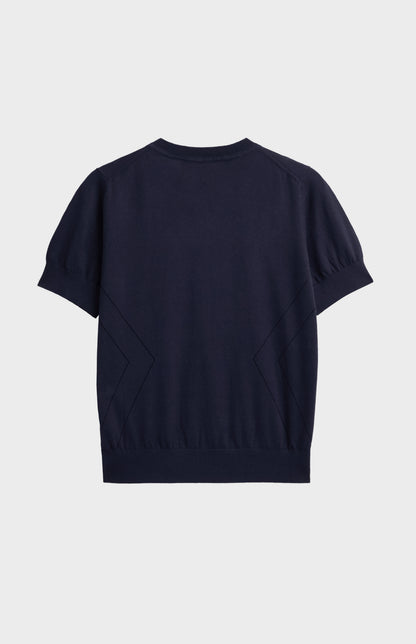 Women's Superfine Silk Blend Pointelle Crew Neck T-shirt In Navy
