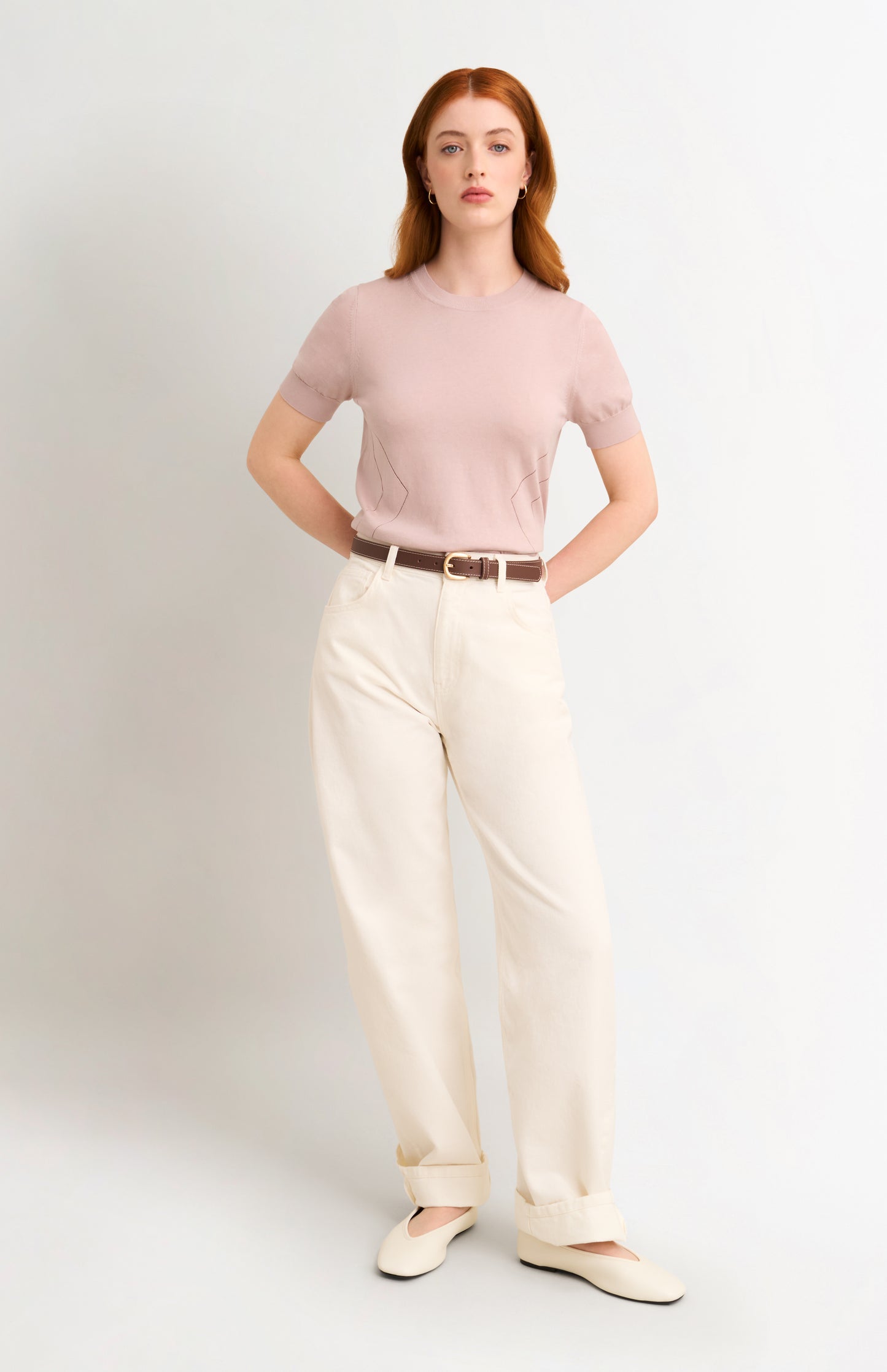 Women's Superfine Silk Blend Pointelle Crew Neck T-shirt In Light Pink