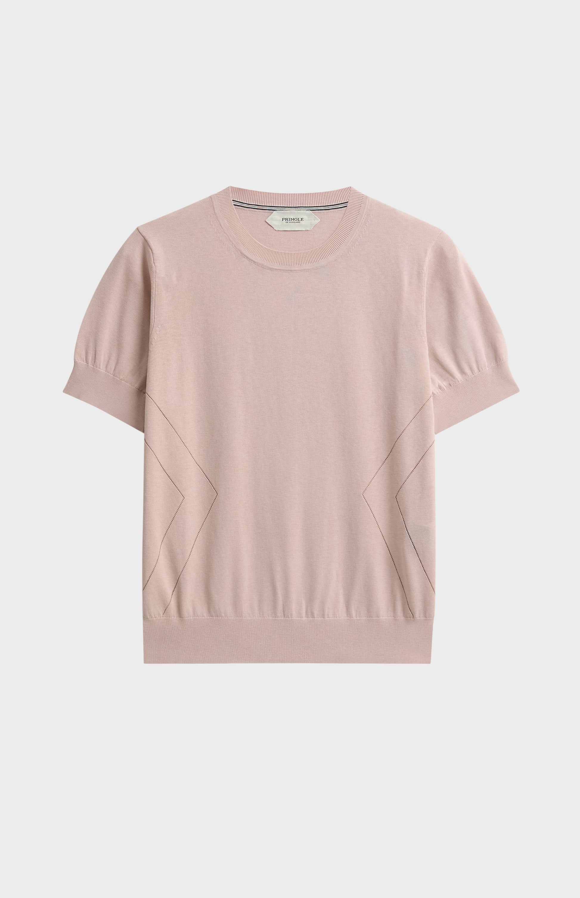 Women's Superfine Silk Blend Pointelle Crew Neck T-shirt In Light Pink