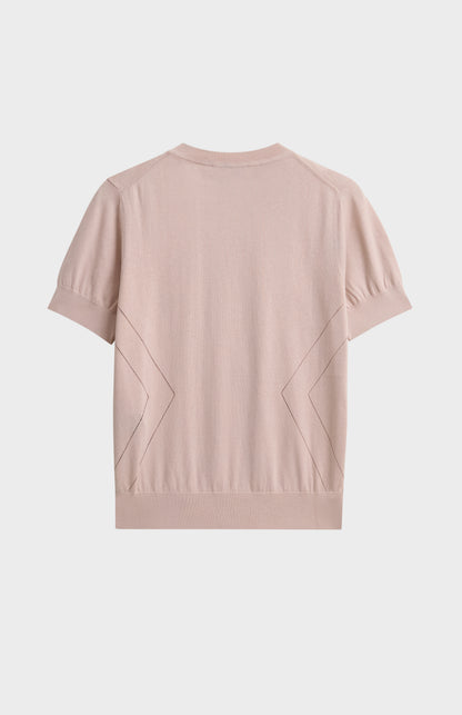 Women's Superfine Silk Blend Pointelle Crew Neck T-shirt In Light Pink