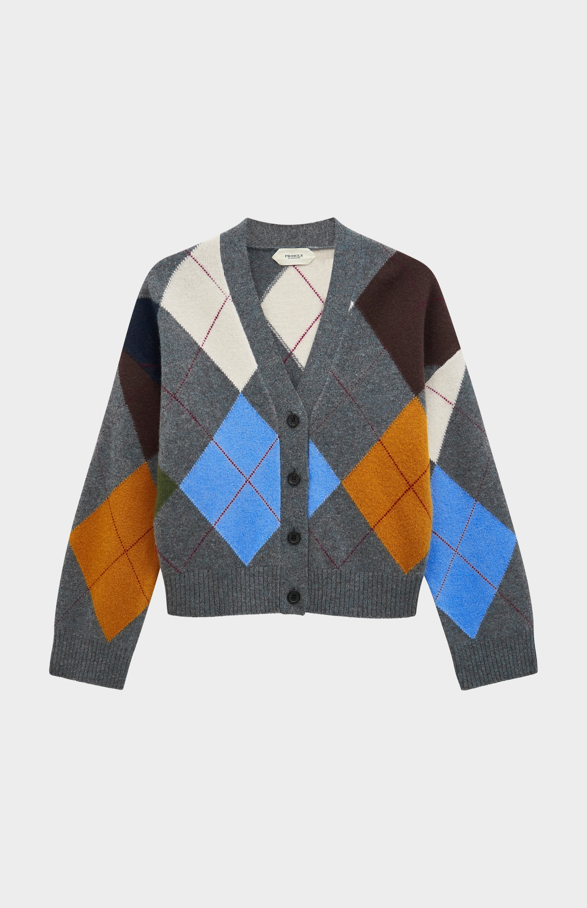 Women's Supersoft Lambswool Argyle Cardigan In Charcoal / Multi