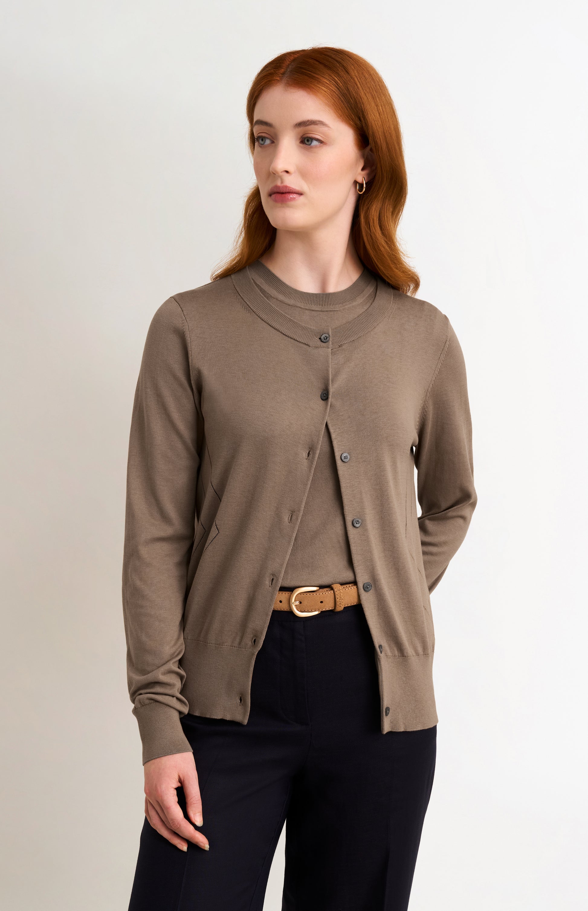 Women's Superfine Silk Blend Pointelle Cardigan In Mushroom
