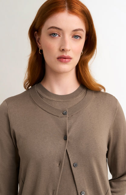 Women's Superfine Silk Blend Pointelle Cardigan In Mushroom
