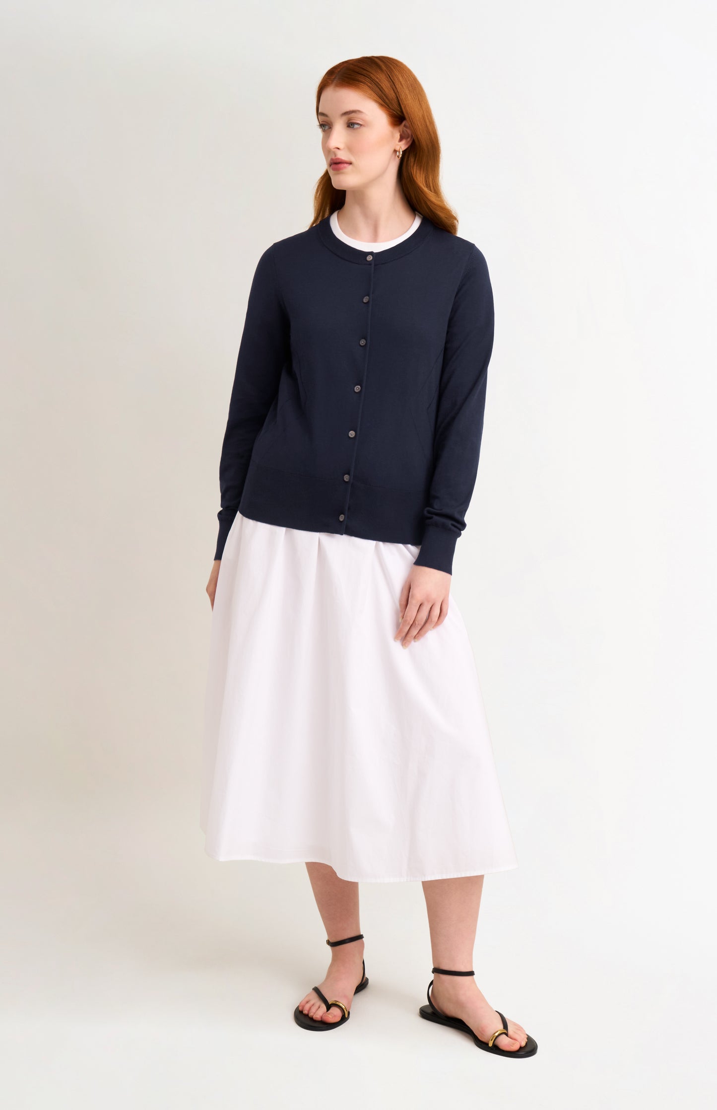 Women's Superfine Silk Blend Pointelle Cardigan In Navy Blue