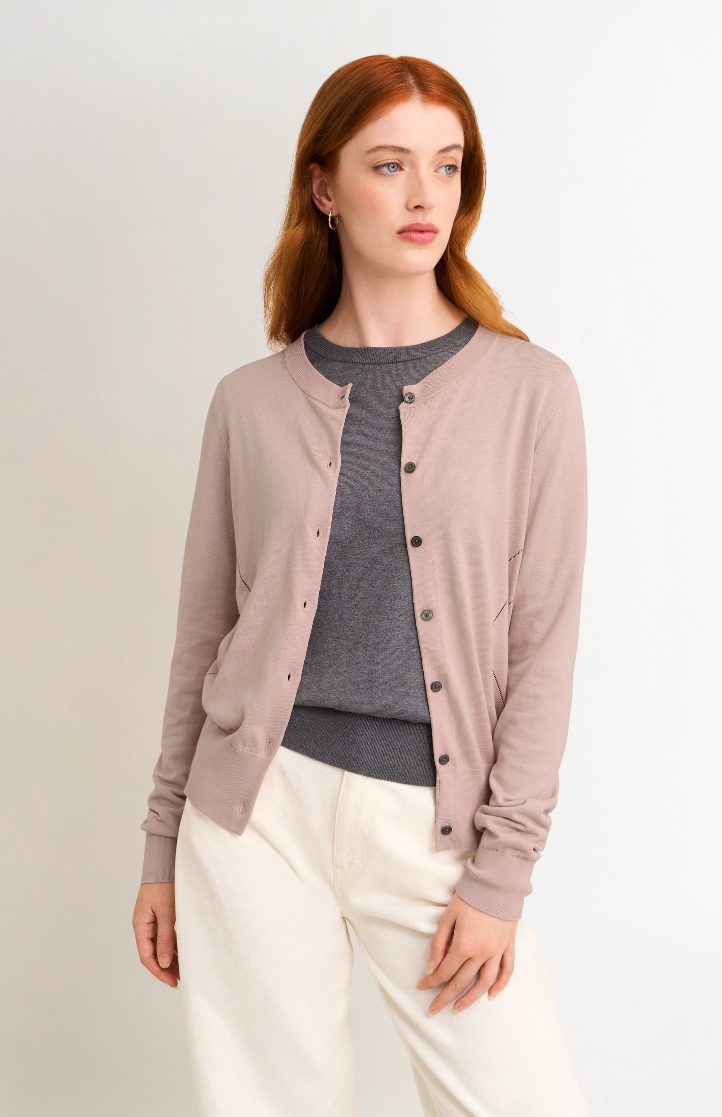Women's Superfine Silk Blend Pointelle Cardigan In Light Pink