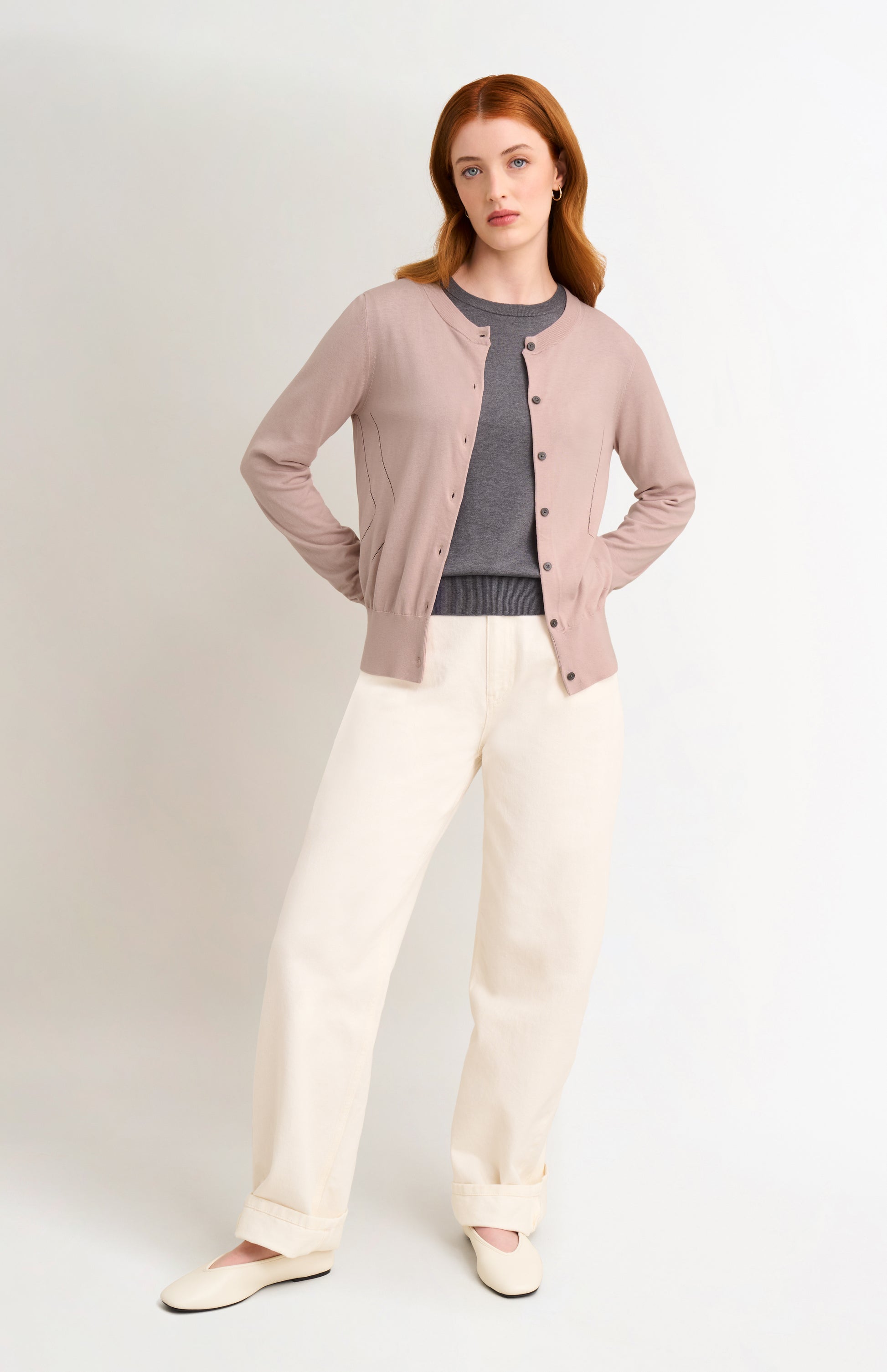 Women's Superfine Silk Blend Pointelle Cardigan In Light Pink