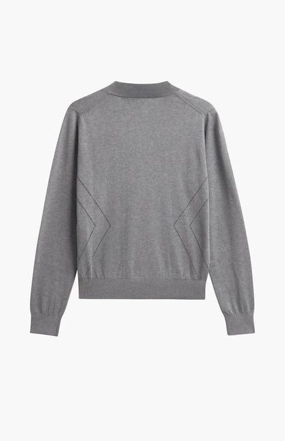 Women's Superfine Silk Blend Pointelle V Neck Jumper In Grey Melange