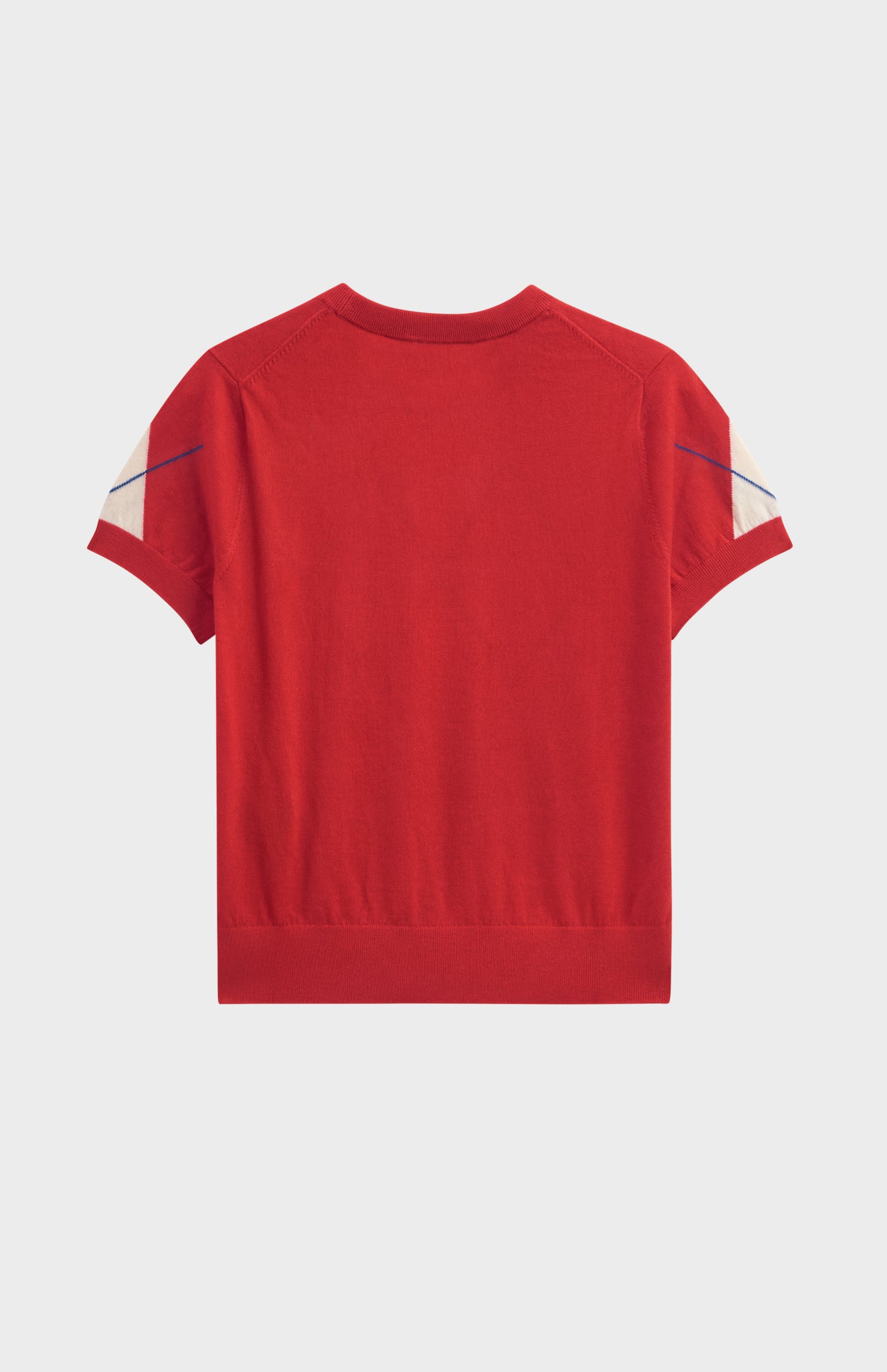 Women's Cashmere And Cotton Crew Neck Argyle T-shirt In Red, White & Blue