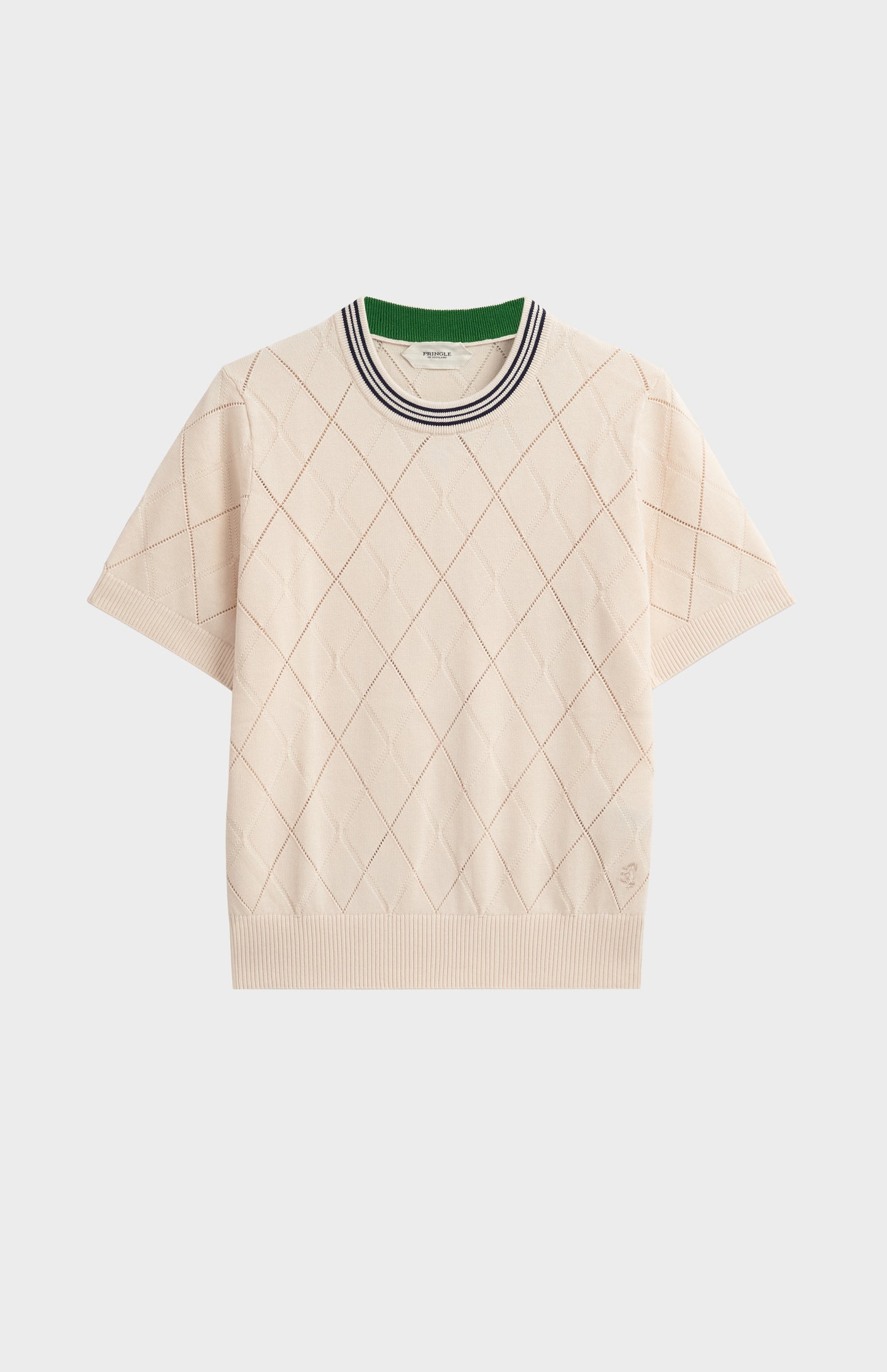 Women's Silk Blend Textured Argyle Crew Neck T-shirt In Ecru