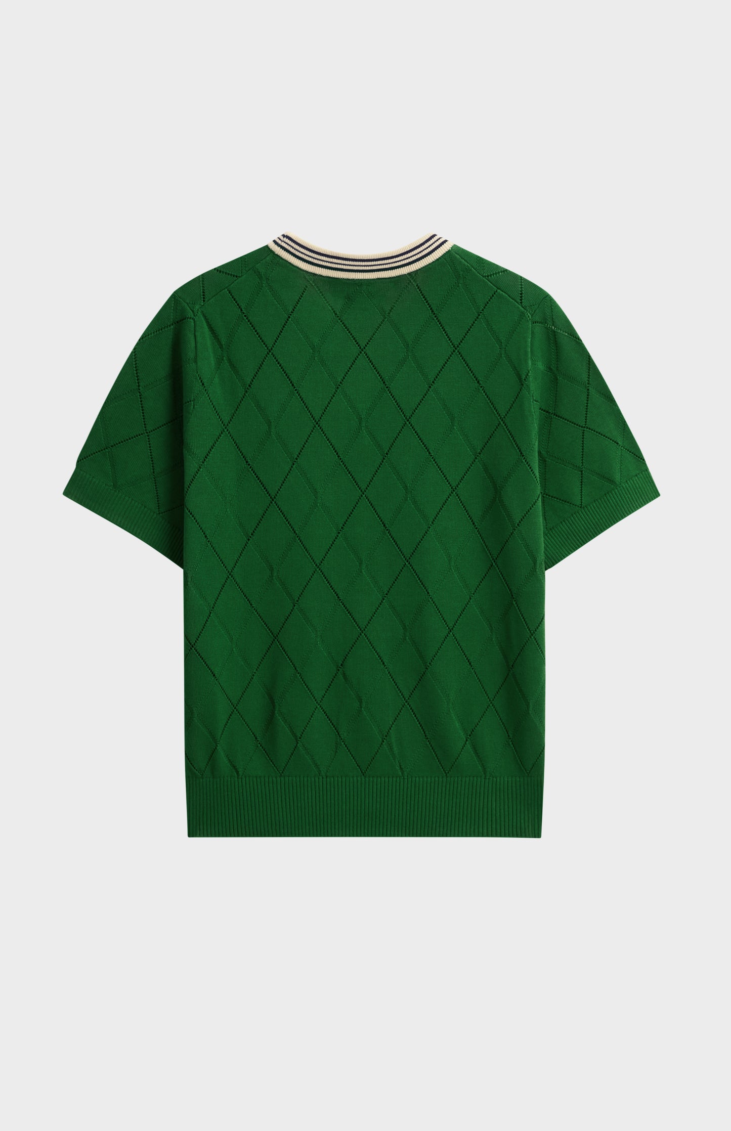 Women's Silk Blend Textured Argyle Crew Neck T-shirt In Green