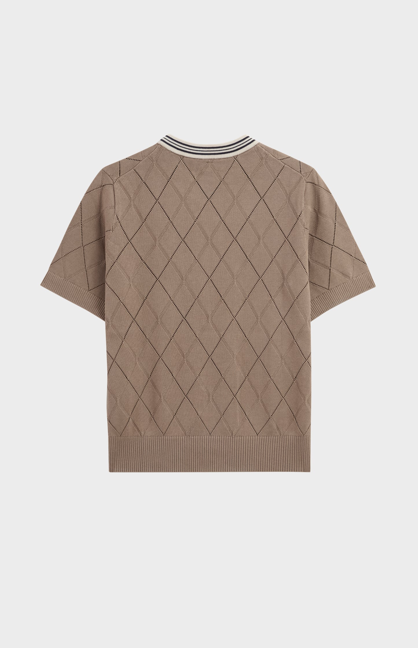 Women's Silk Blend Textured Argyle Crew Neck T-shirt In Mushroom