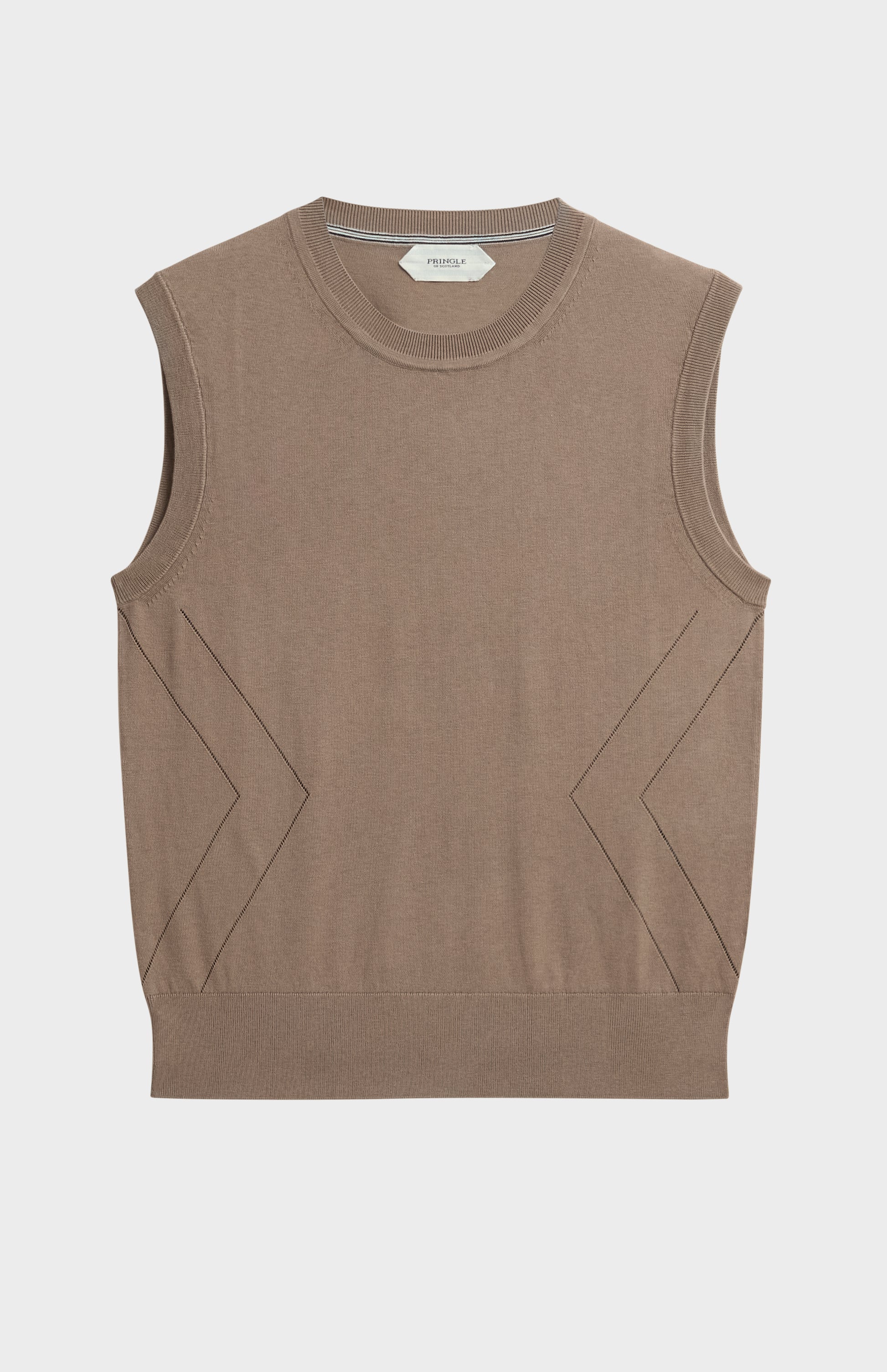 Women's Superfine Silk Blend Pointelle Crew Neck Vest In Mushroom