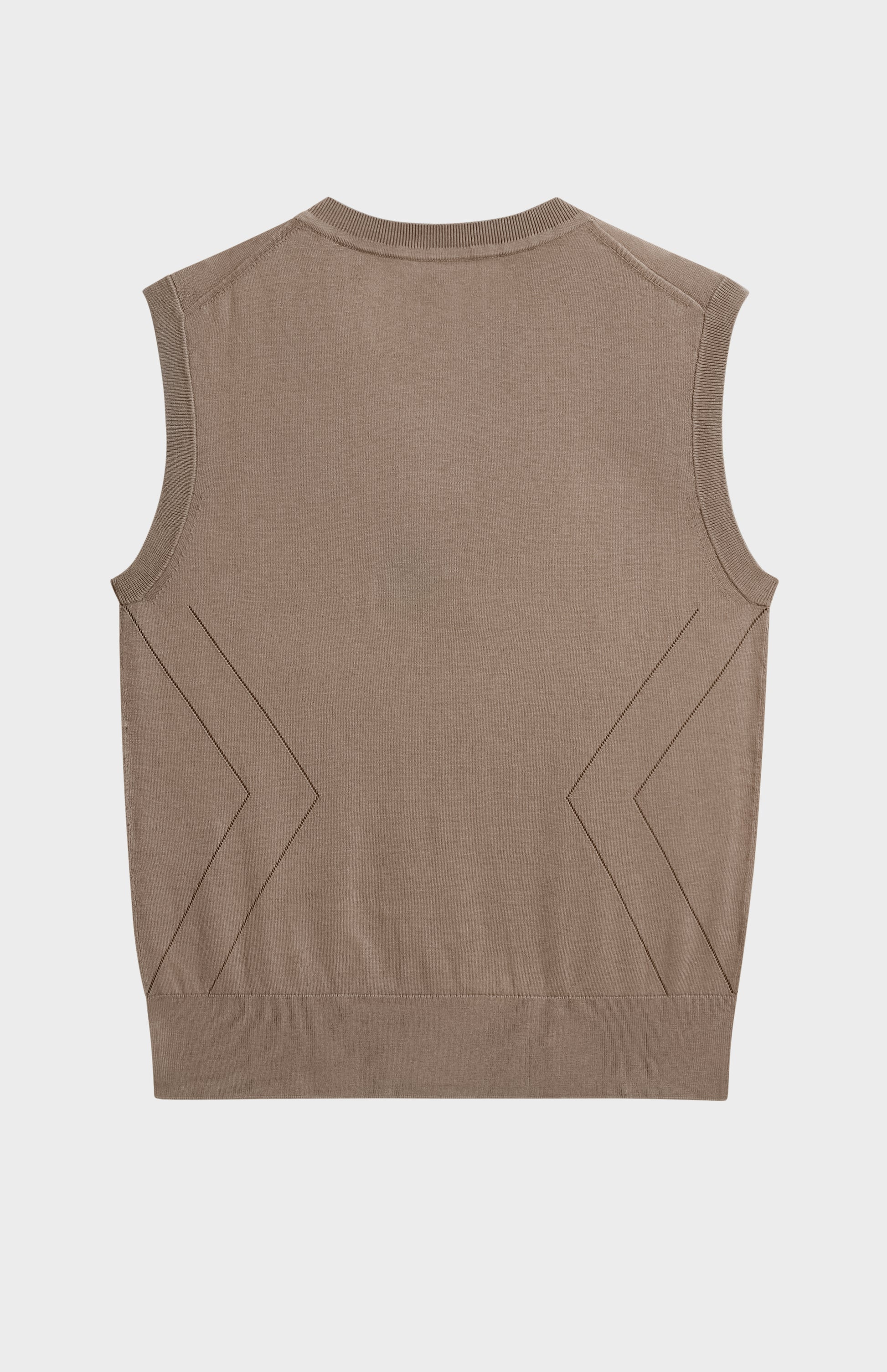 Women's Superfine Silk Blend Pointelle Crew Neck Vest In Mushroom