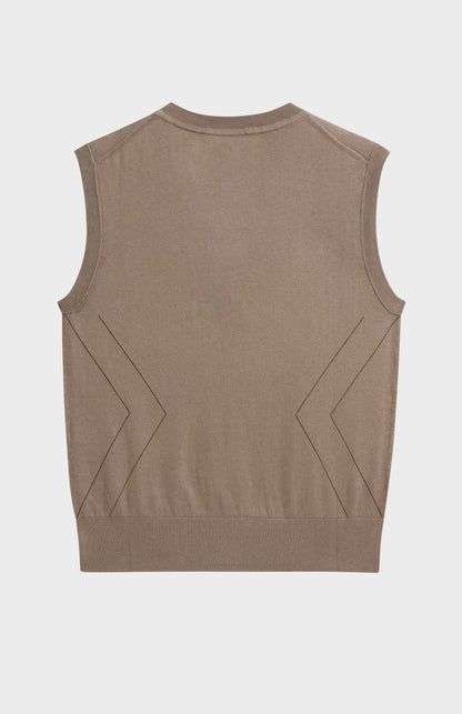 Women's Superfine Silk Blend Pointelle Crew Neck Vest In Mushroom