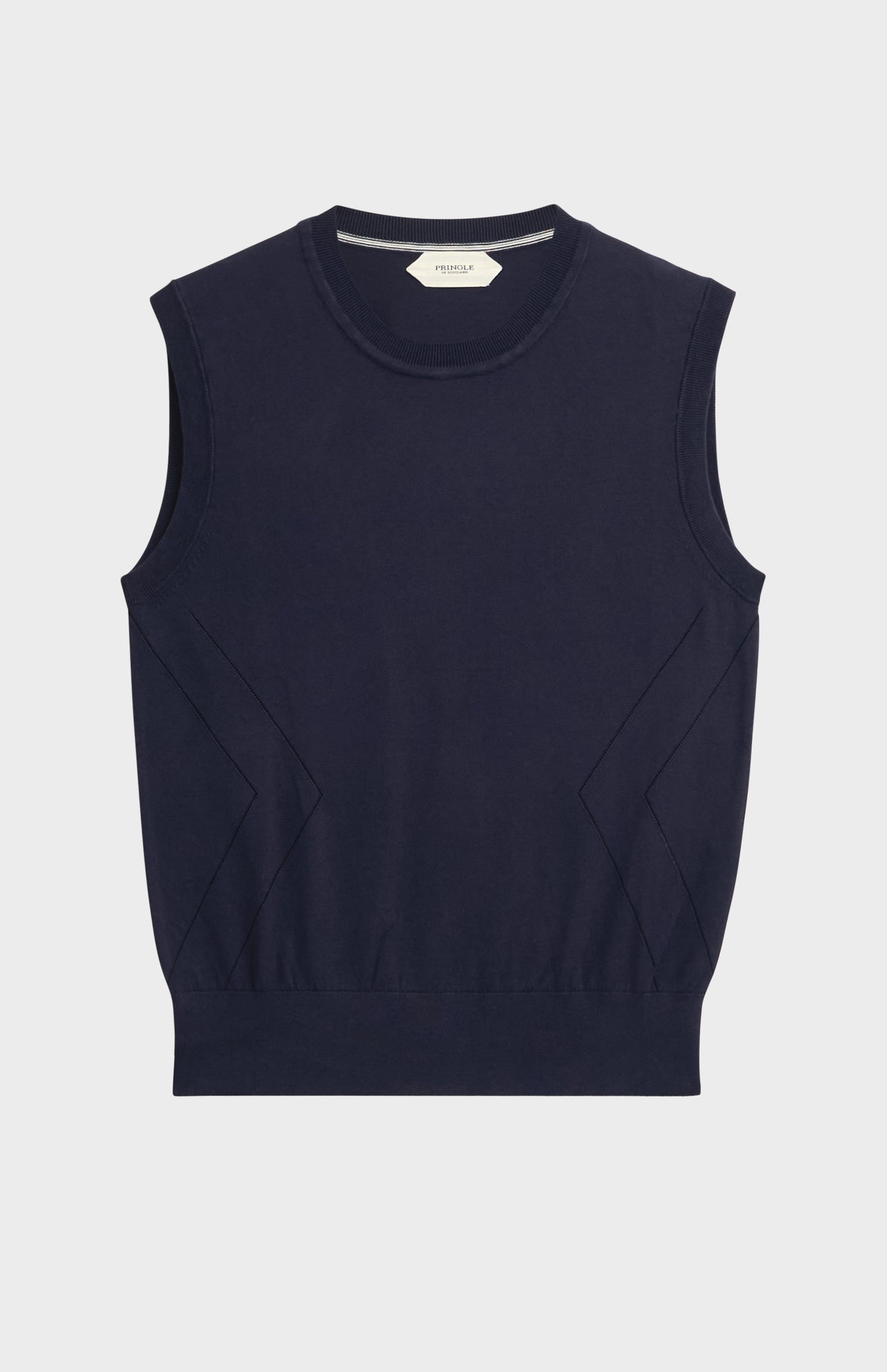 Women's Superfine Silk Blend Pointelle Crew Neck Vest In Navy Blue