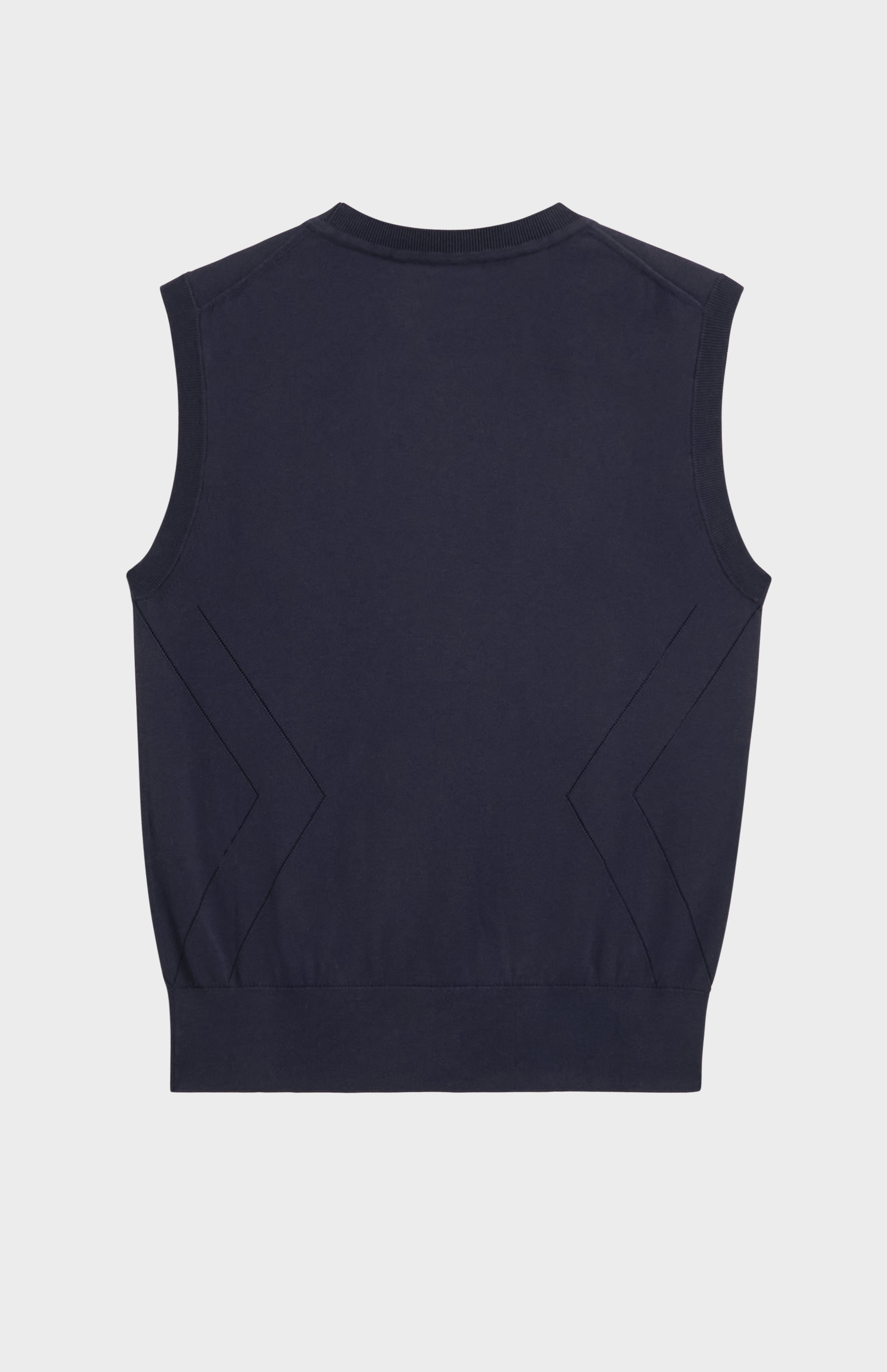 Women's Superfine Silk Blend Pointelle Crew Neck Vest In Navy Blue