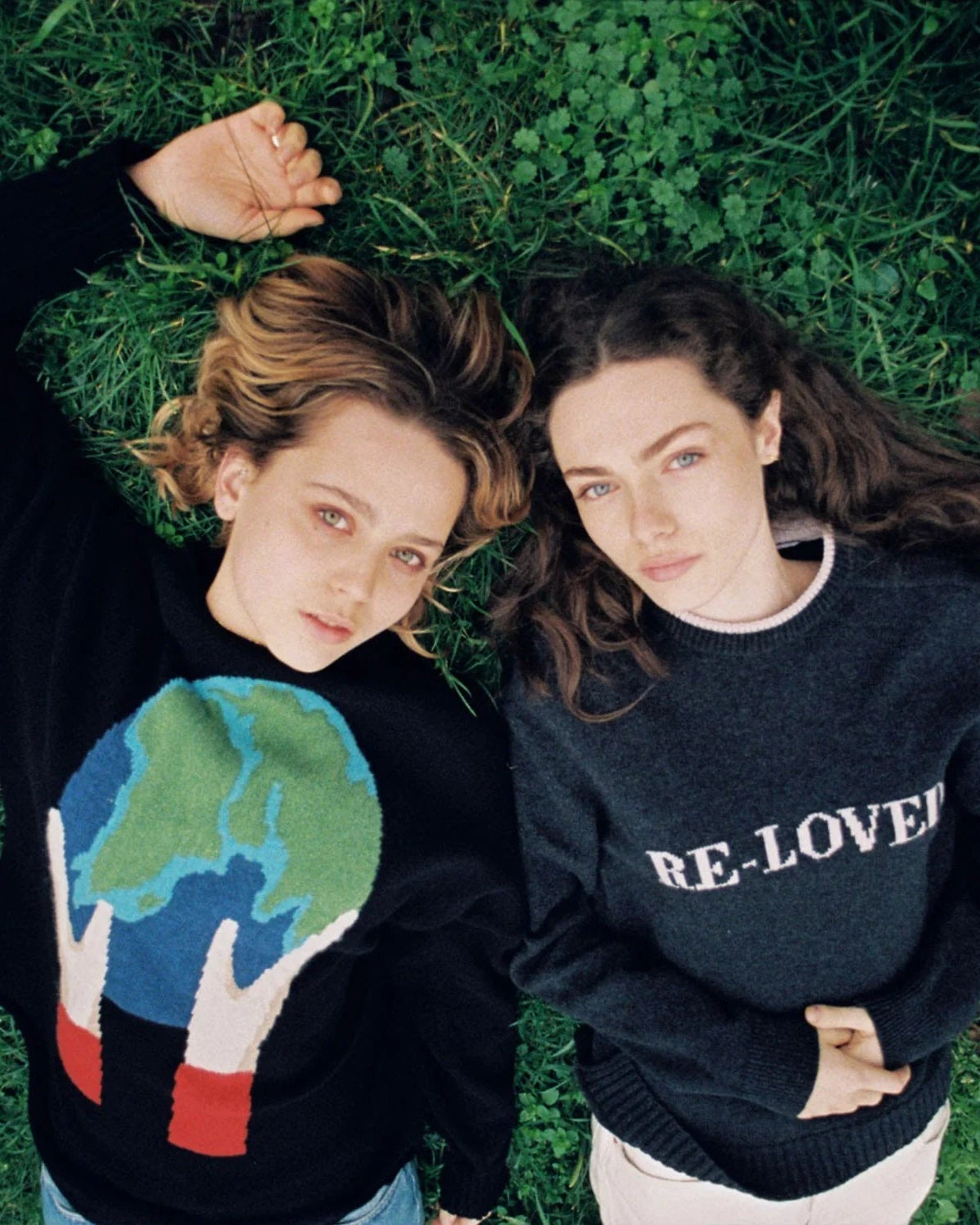 Models wearing Pringle of Scotland recycled cashmere jumpers