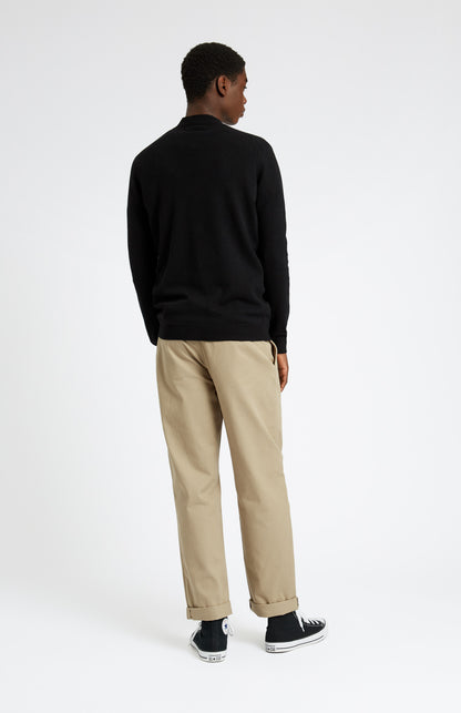 Pringle of Scotland Men's Cashmere Cardigan in Black. Rear View on Model