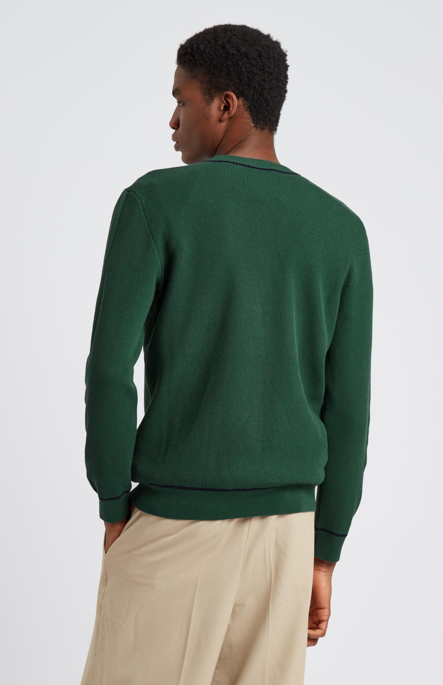 Pringle of Scotland Men's Cotton Sweatshirt Jumper in Forest Green rear view