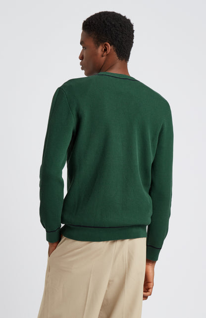 Pringle of Scotland Men's Cotton Sweatshirt Jumper in Forest Green rear view