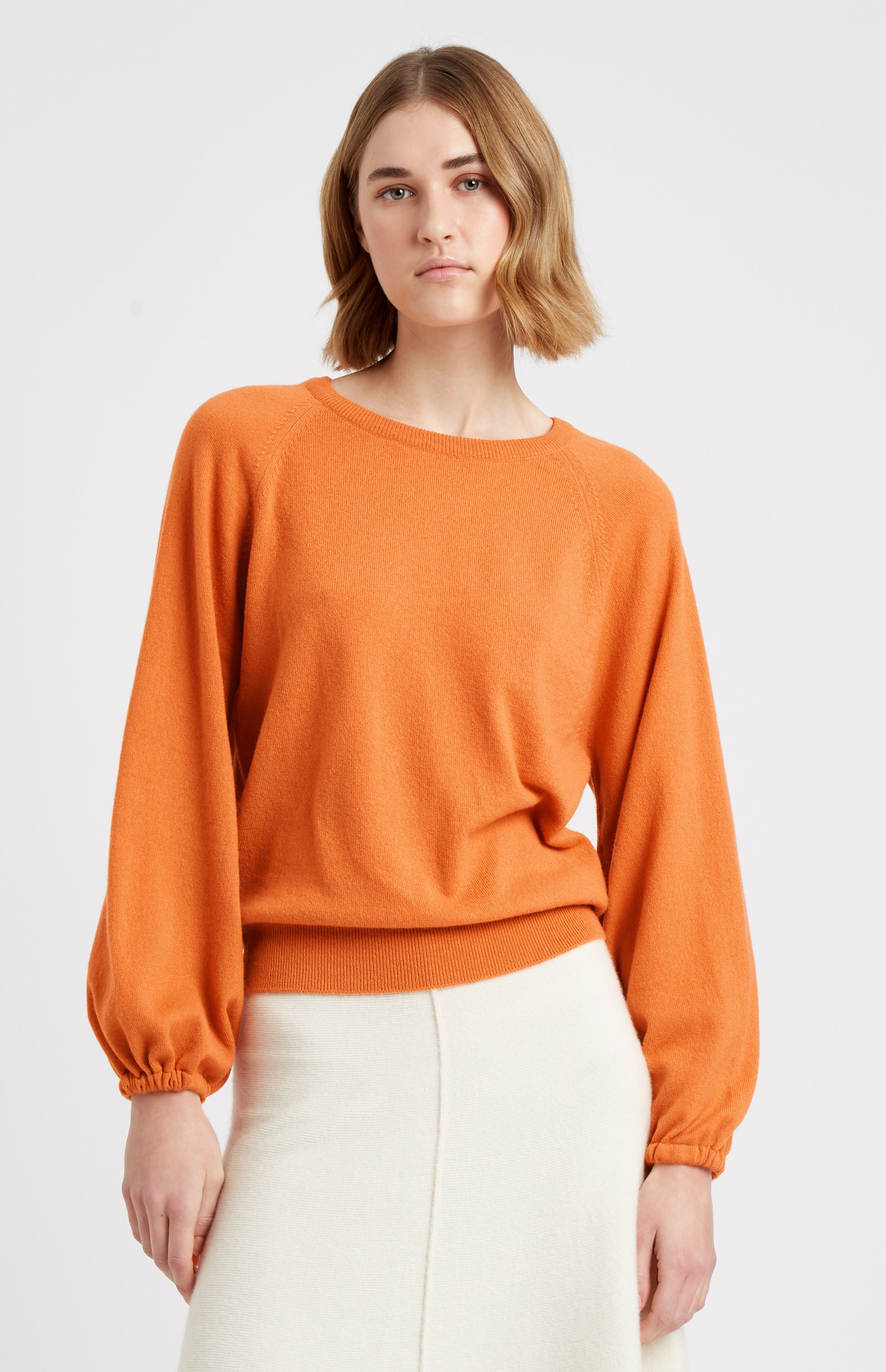Pringle of Scotland Women's Lightweight Round Neck Cashmere Jumper In Burnt Orange